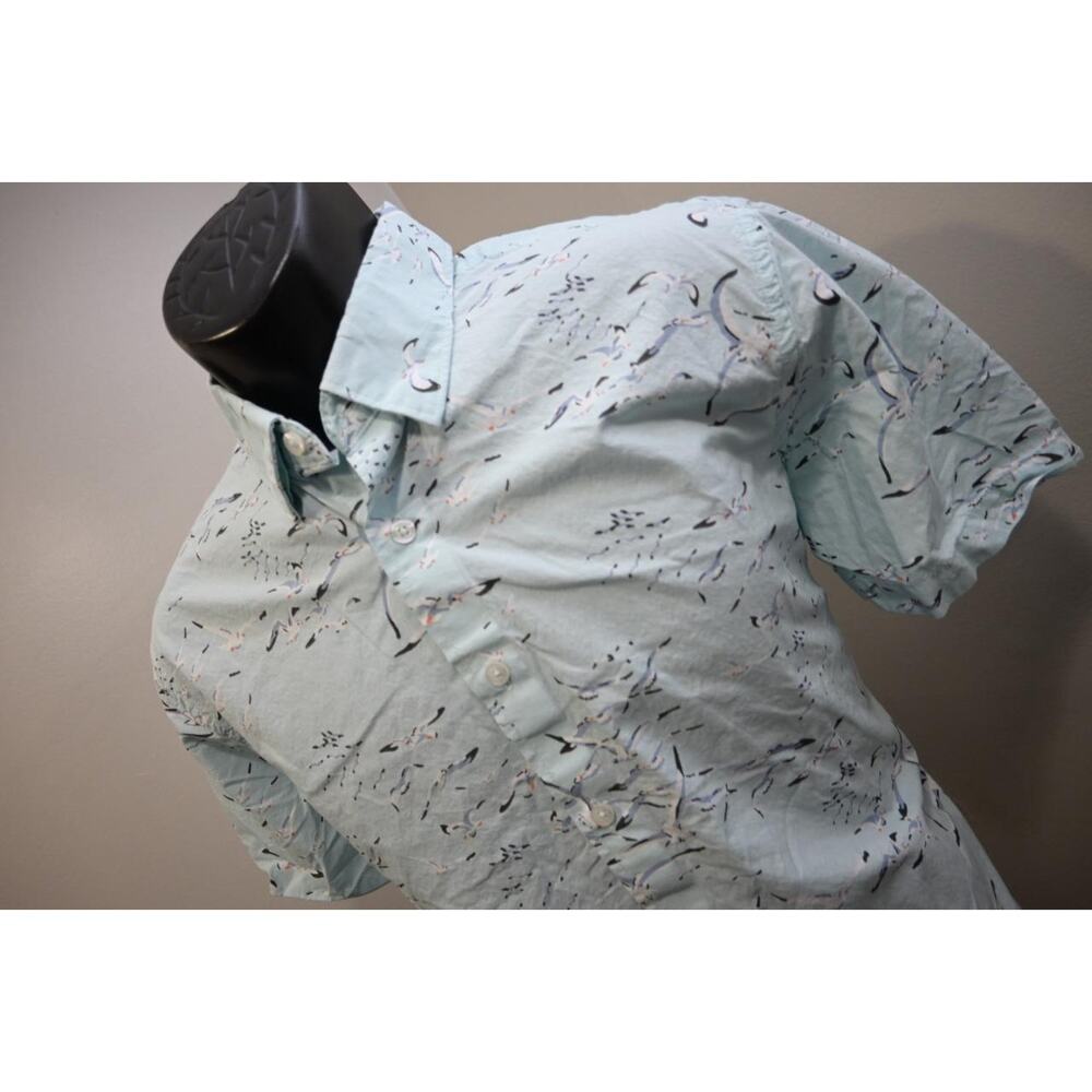 Peter Werth N.1‎ Dress Shirt Blue Birds Short Sleeve Button Up Mens Sz Medium